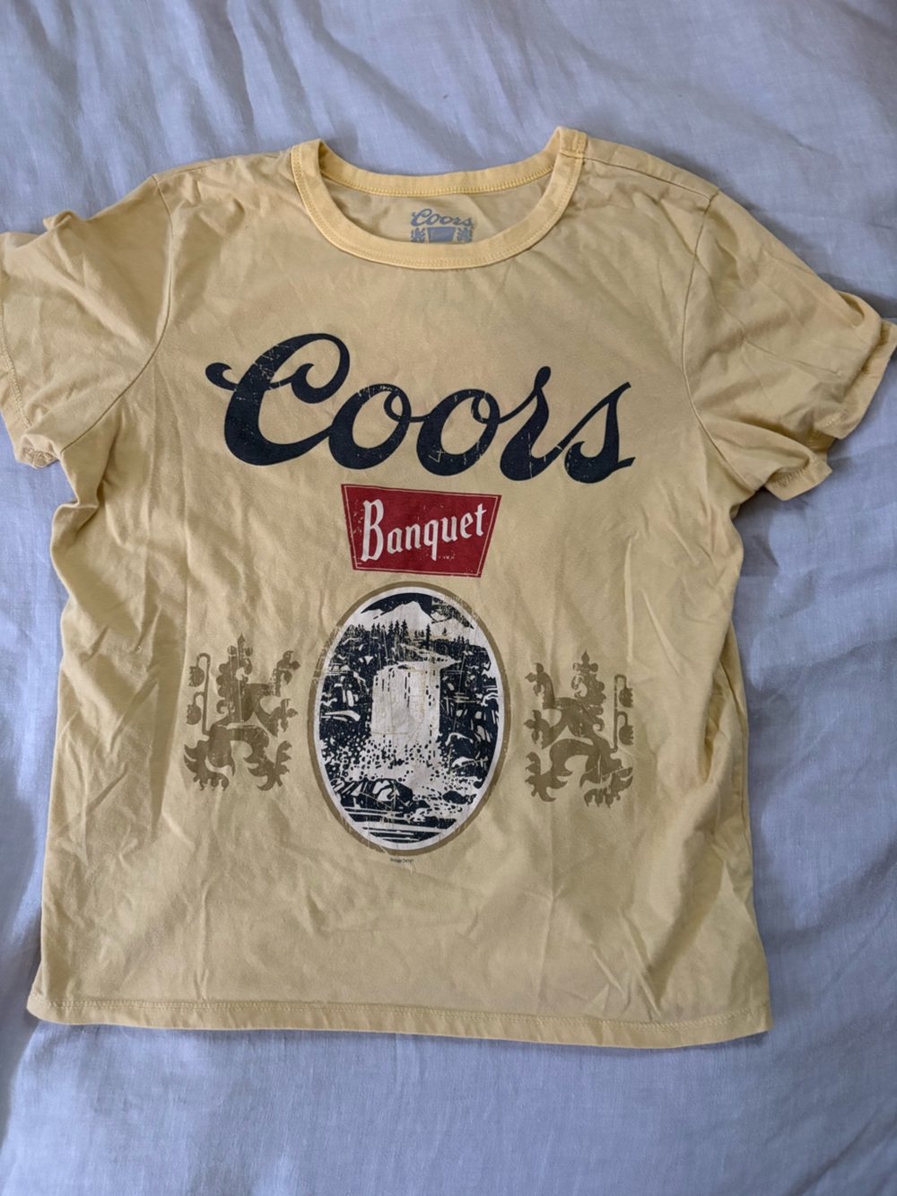 Coors Banquet Women's Short Sleeve Tee in Pale Yellow